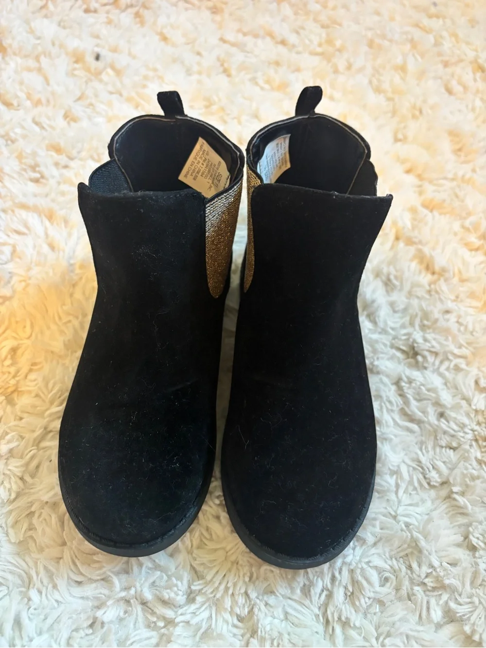 Gymboree Black Boots with Gold Elastic Side Panels